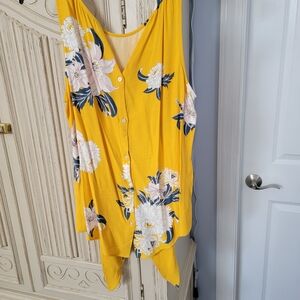 LOFT Yellow Floral Sleeveless Top